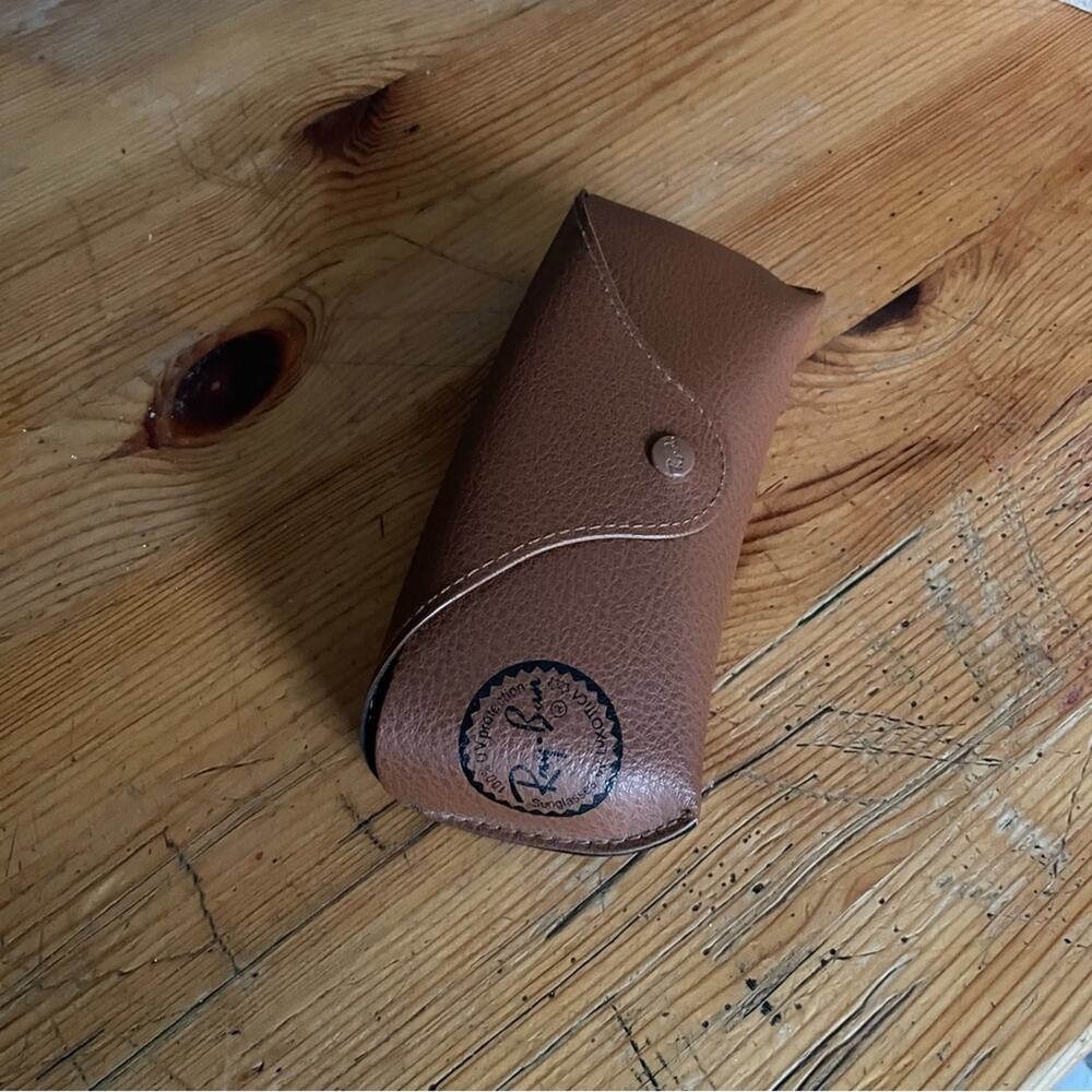 Ray Ban Brown Leather Sunglasses Case with‎ Minimalist Design (CASE ONLY)